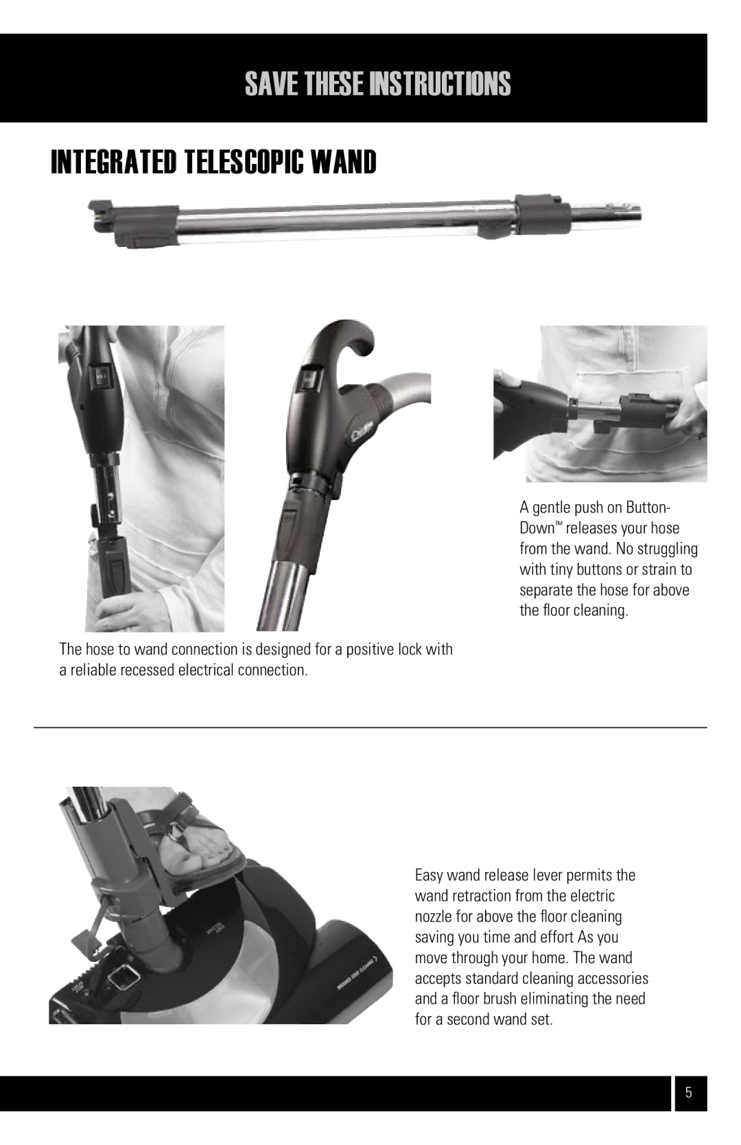 Air King CVS-22E manual Integrated Telescopic Wand 