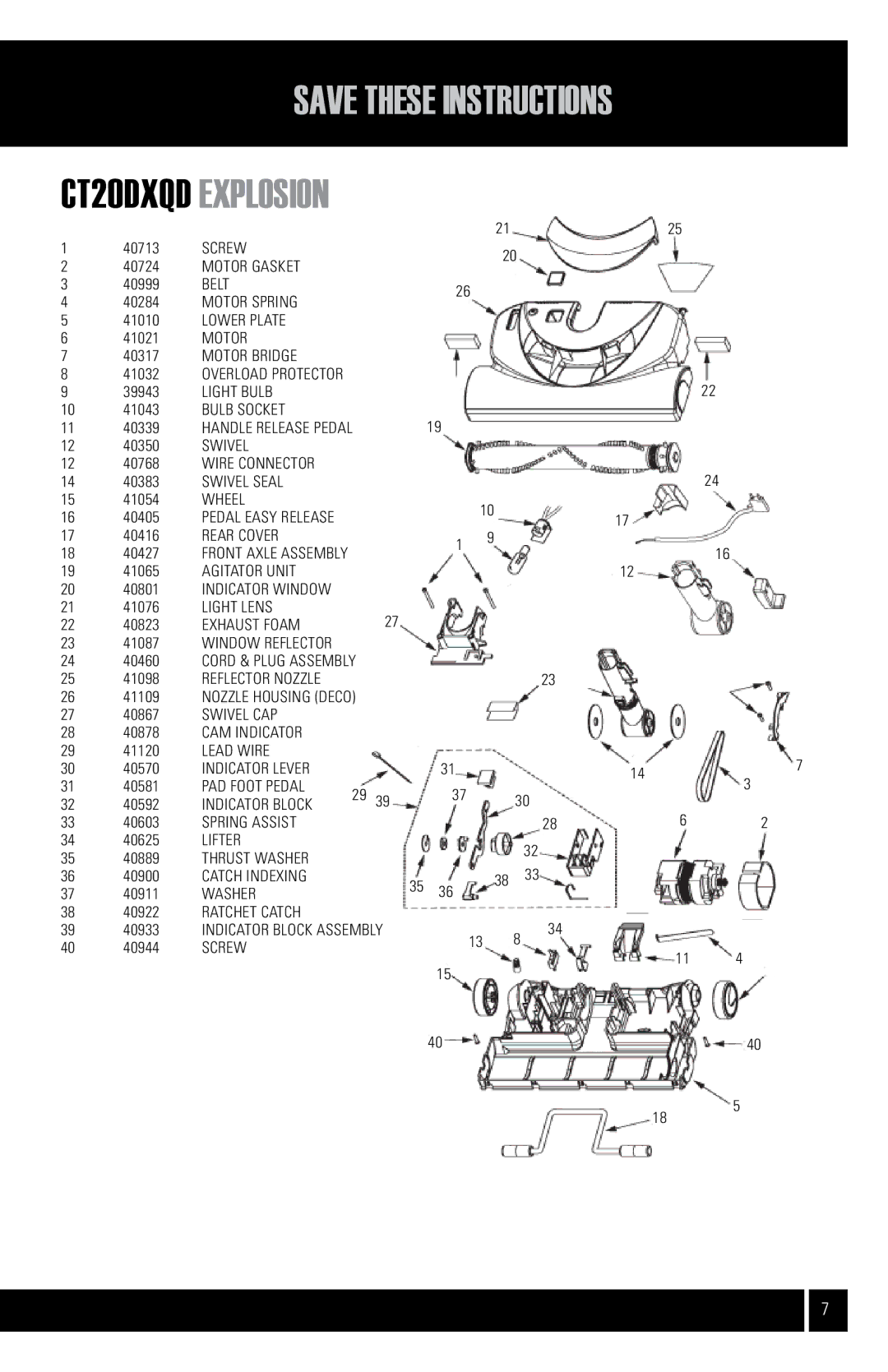 Air King CVS-22E manual CT20DXQD explosion 