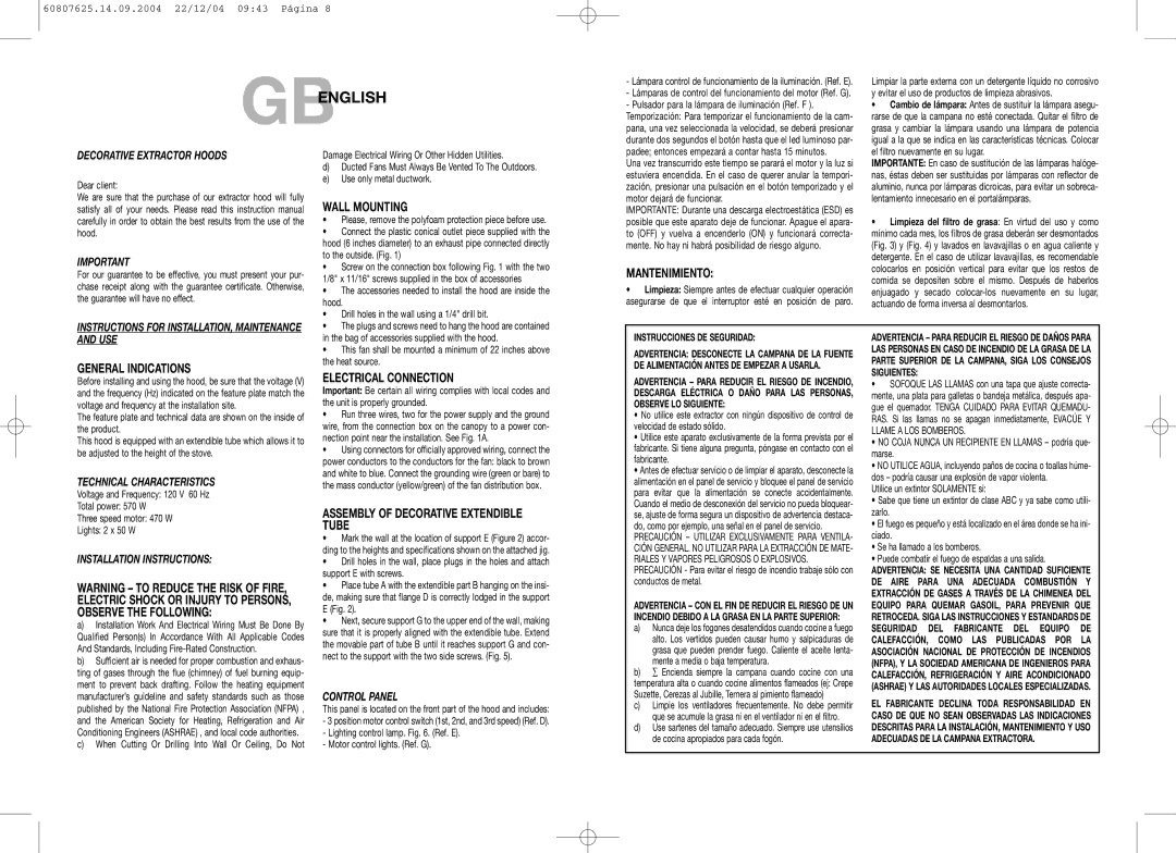 Air King NAV36SS manual Gbenglish 