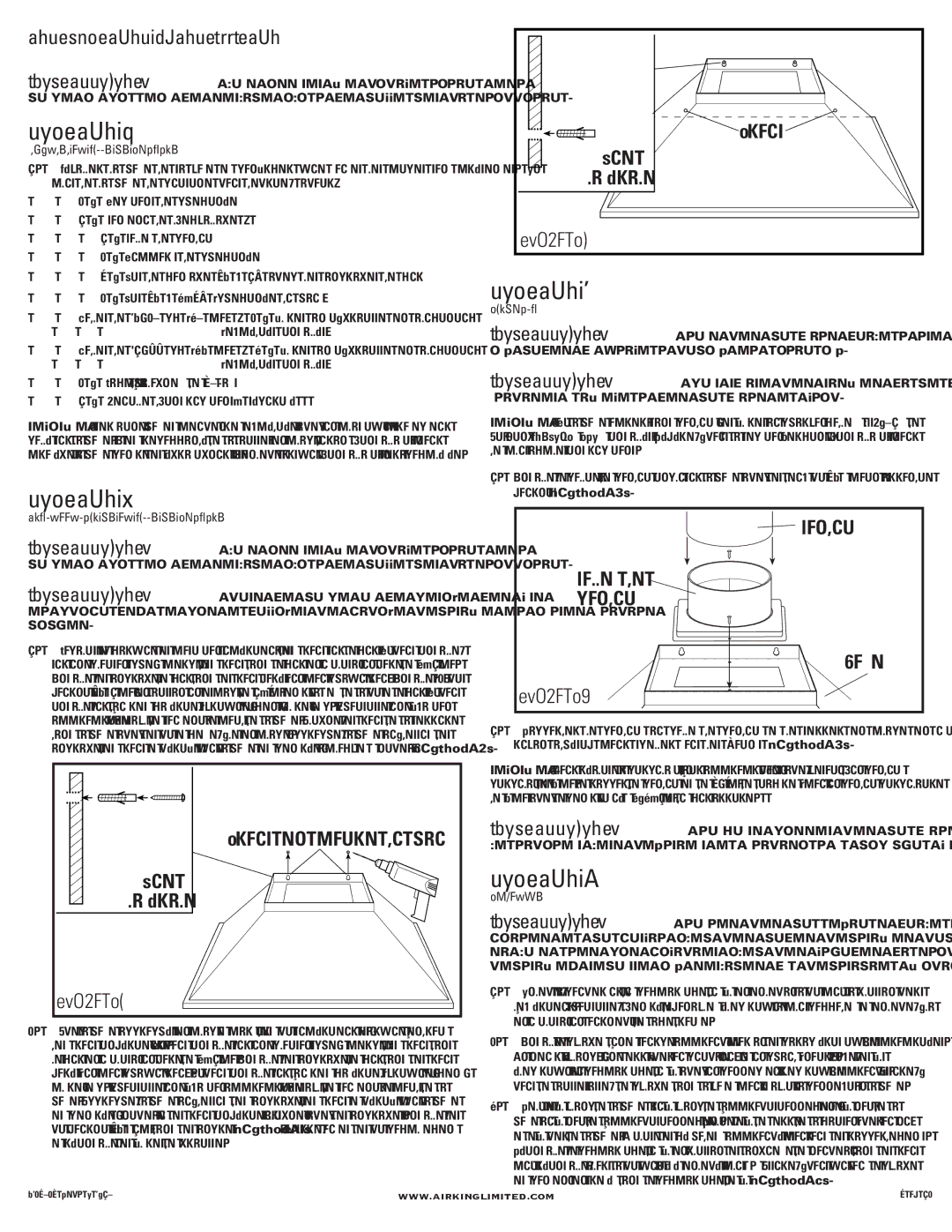 Air King VAL36AB, VAL30AB manual Latérale, Conduit Collet de conduit Hotte, Vue, Trous e n poire du haut 