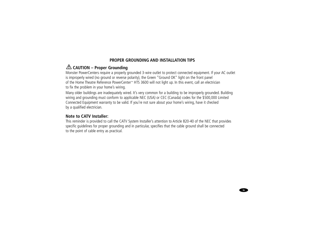 Air Monster Manufacturing 3600 manual Proper Grounding and Installation Tips 