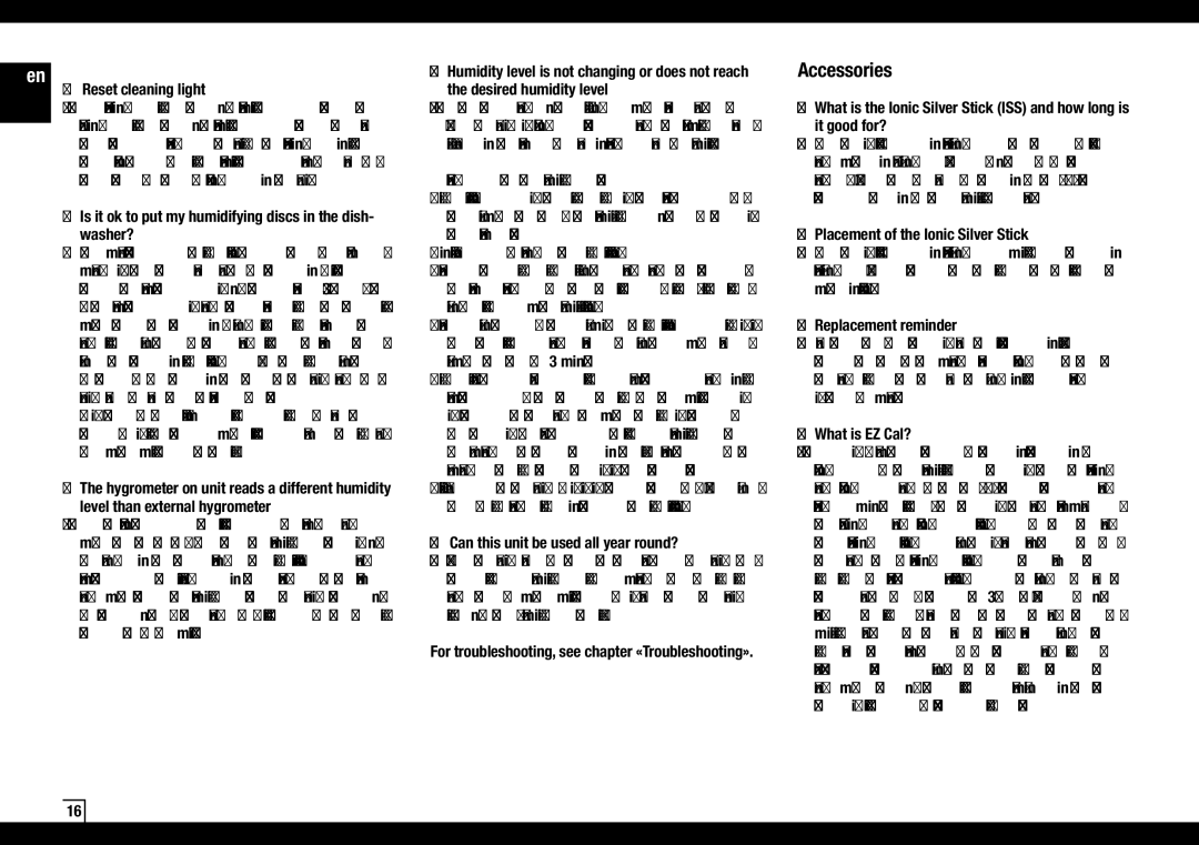 Air-O-Swiss AOS 2055D manual Accessories 