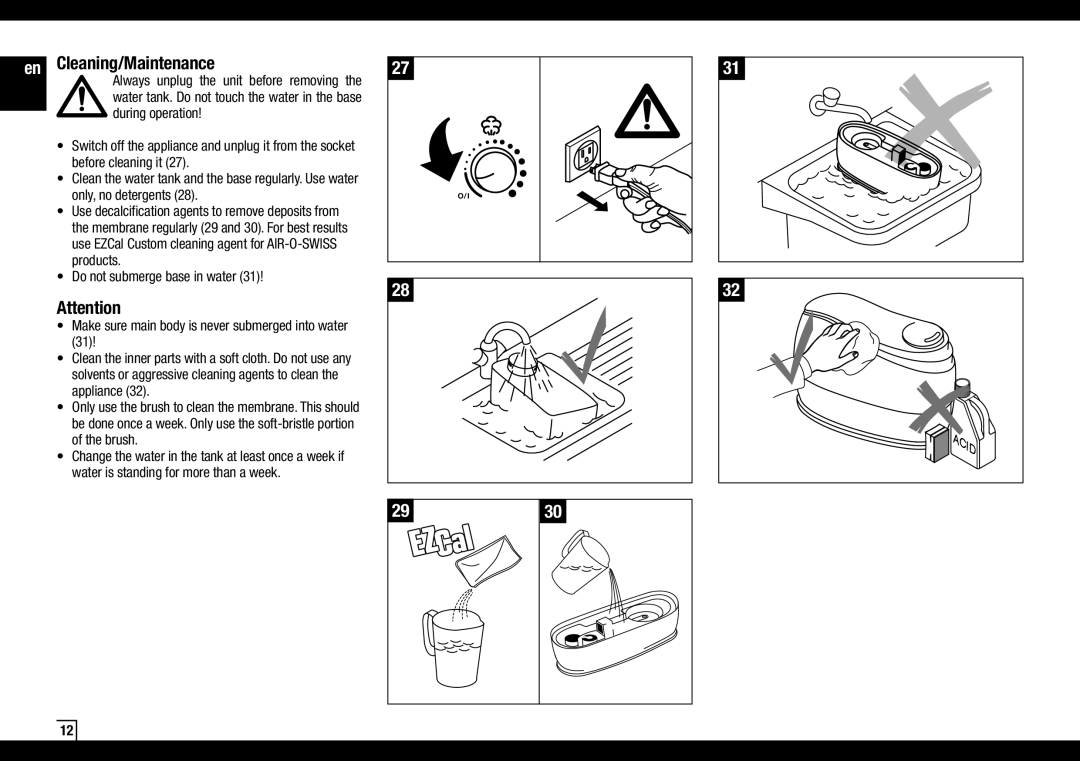 Air-O-Swiss AOS 7131 manual en Cleaning/Maintenance 