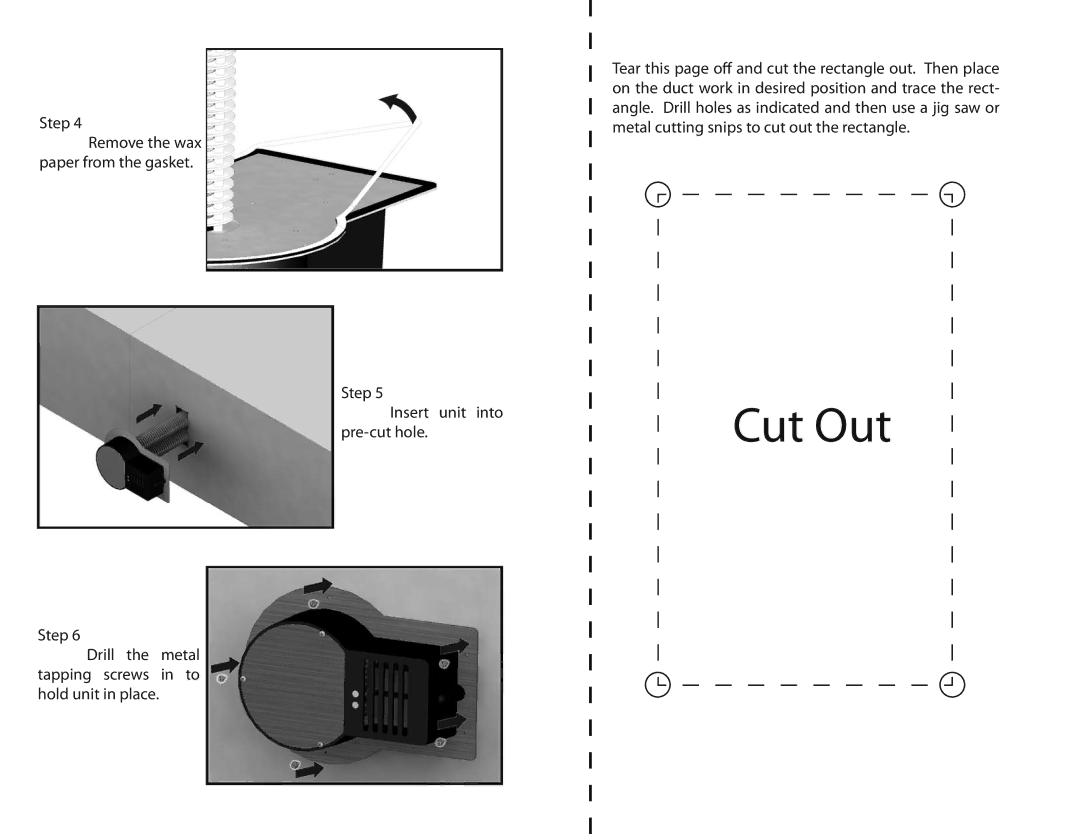 Air Oasis Dual Induct (120v) owner manual Cut Out 