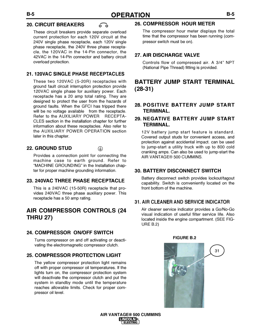 Air Vent Inc IM10065 manual AIR Compressor Controls 24 Thru 