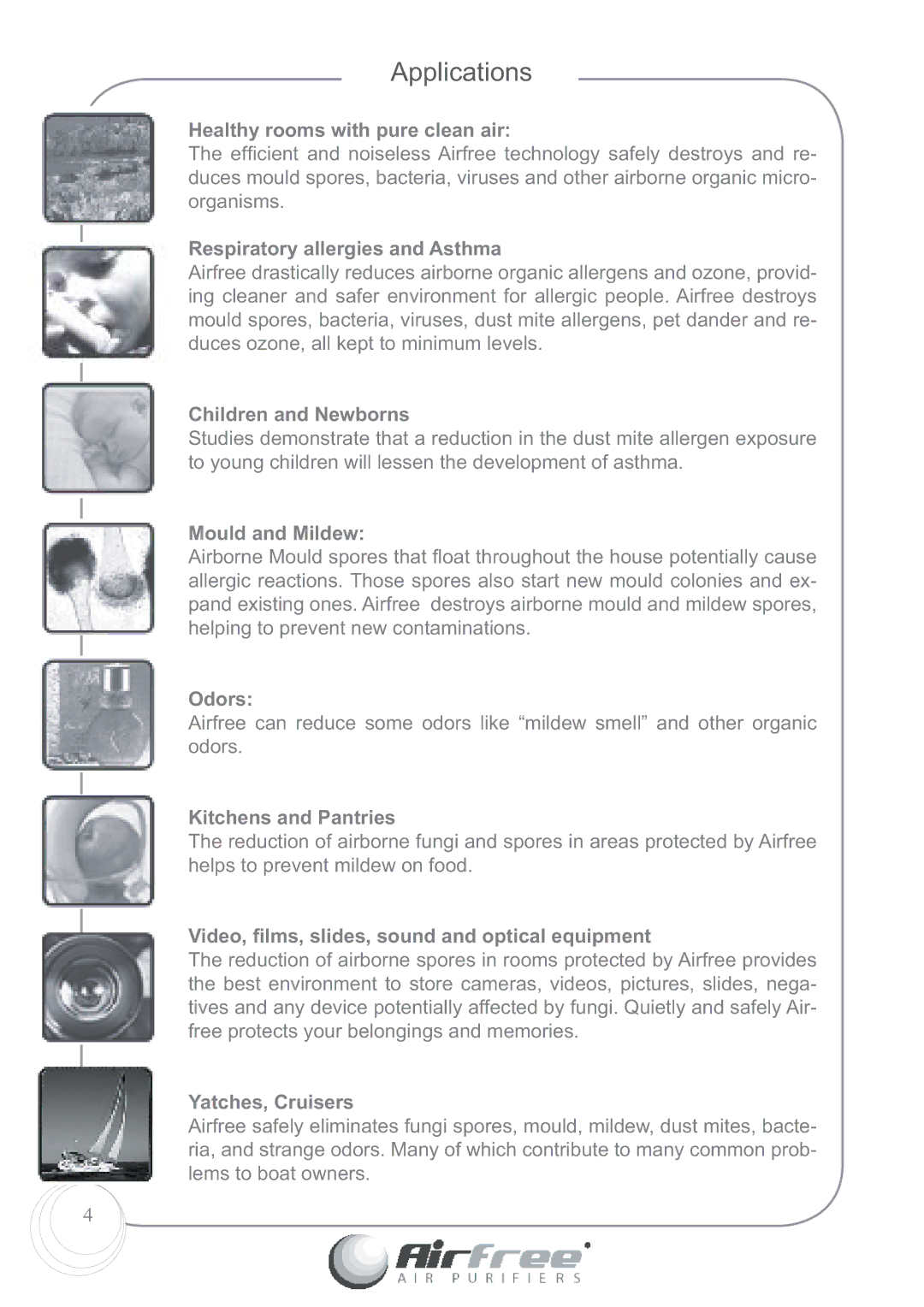 Airfree 60 instruction manual Applications 