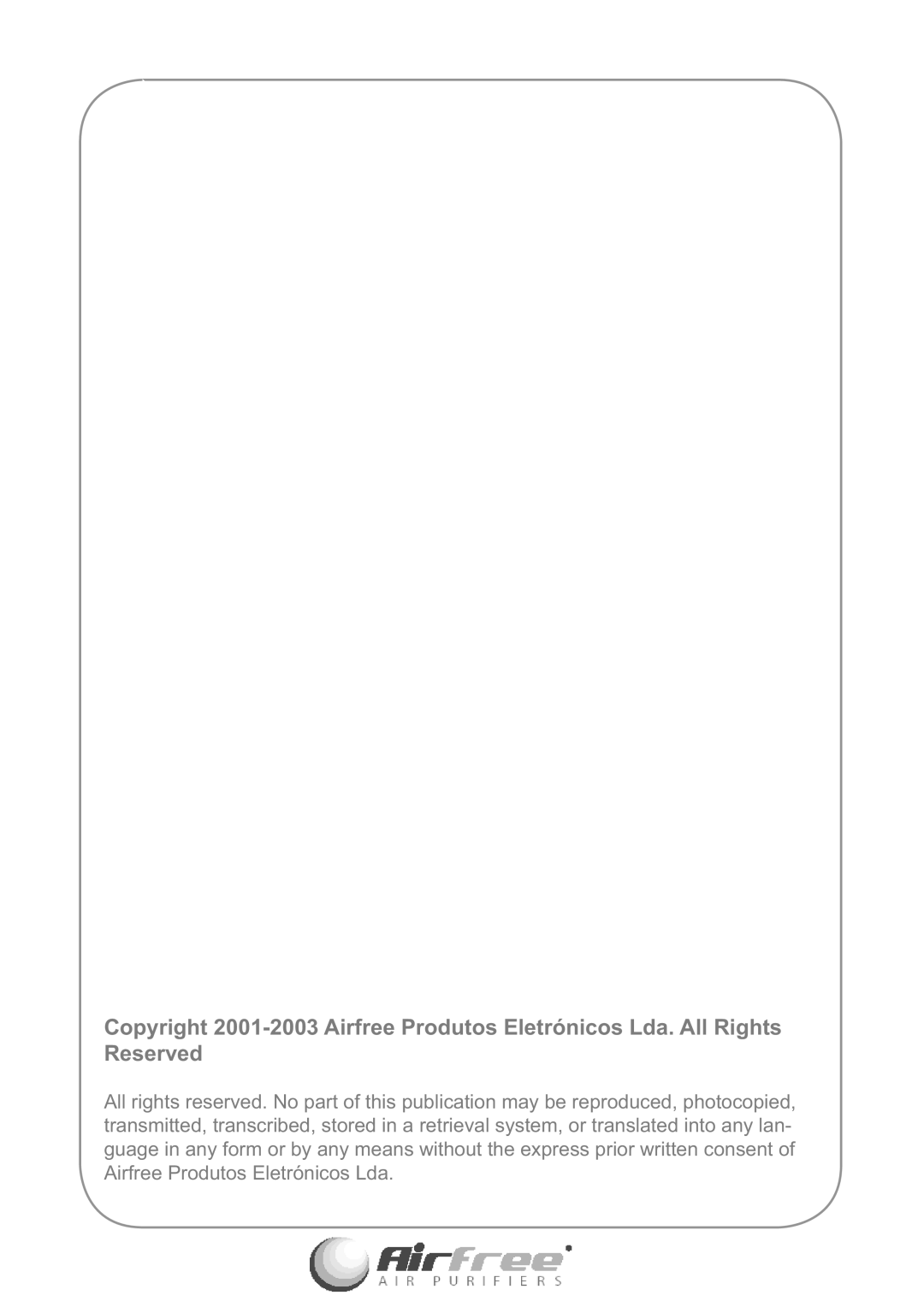 Airfree E60 instruction manual 