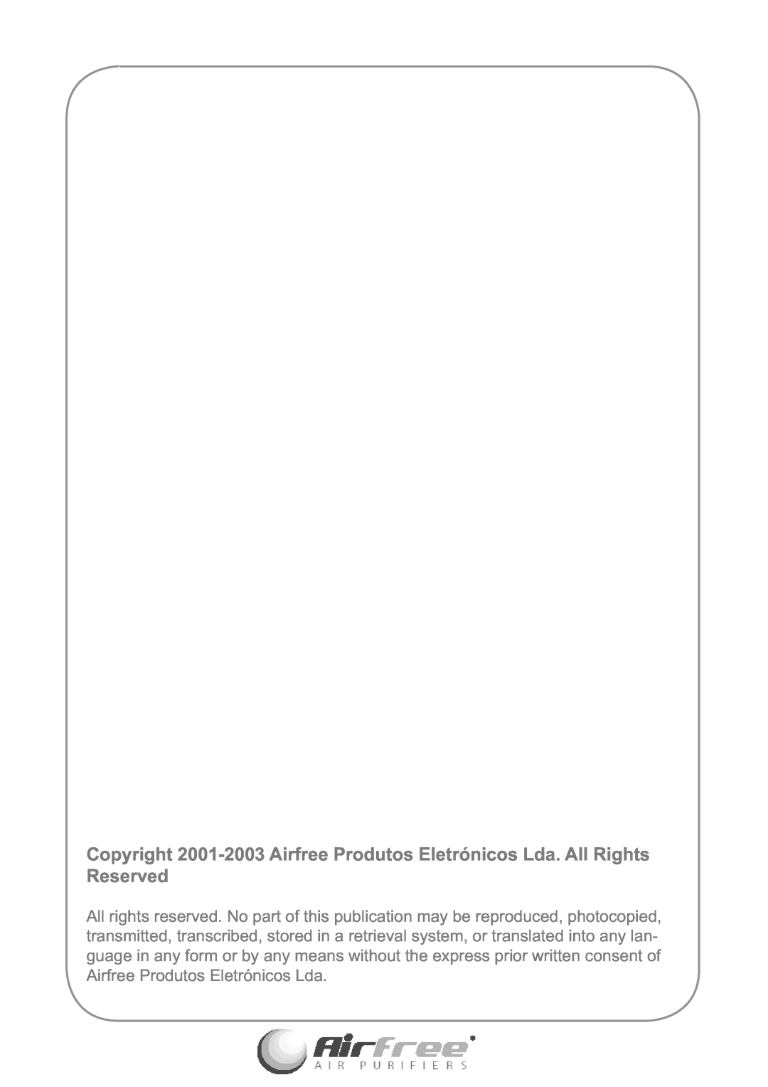 Airfree E60 instruction manual 