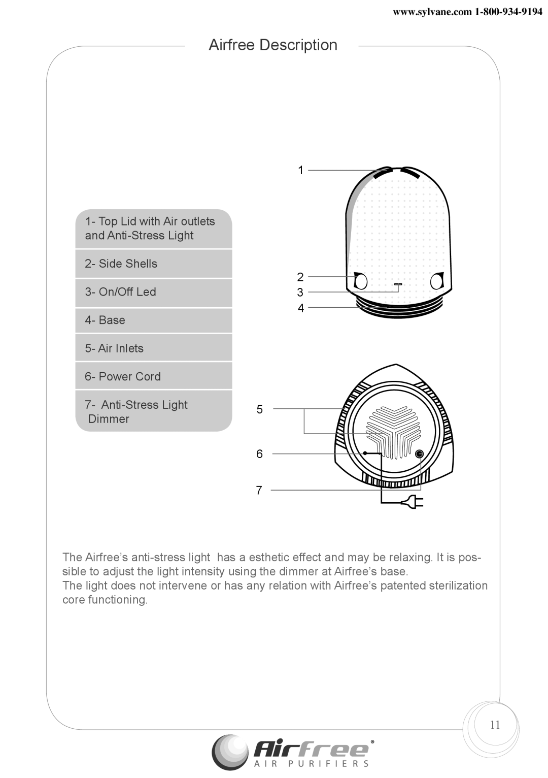 Airfree Onix 3000 instruction manual Airfree Description 