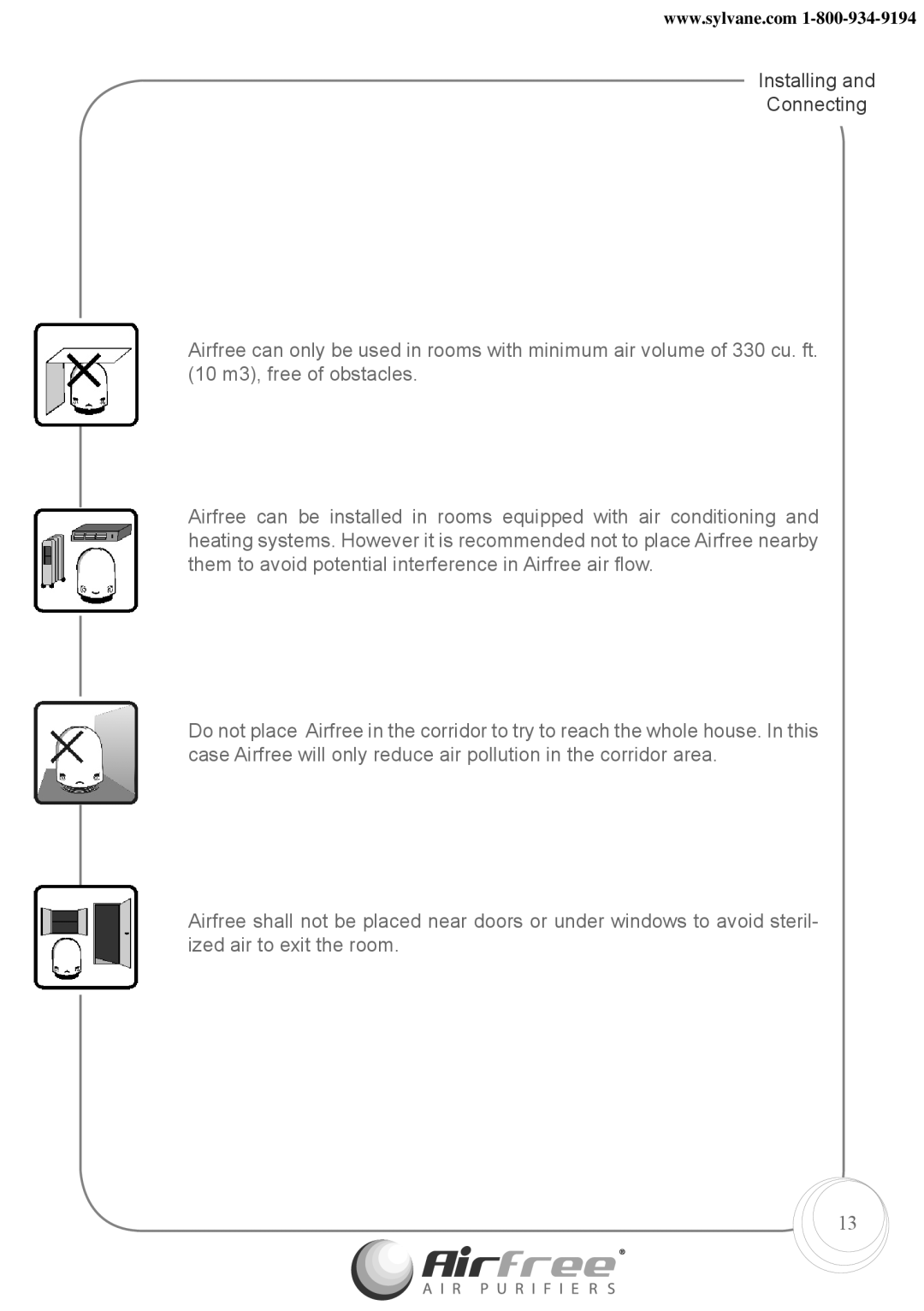 Airfree Onix 3000 instruction manual Installing Connecting 