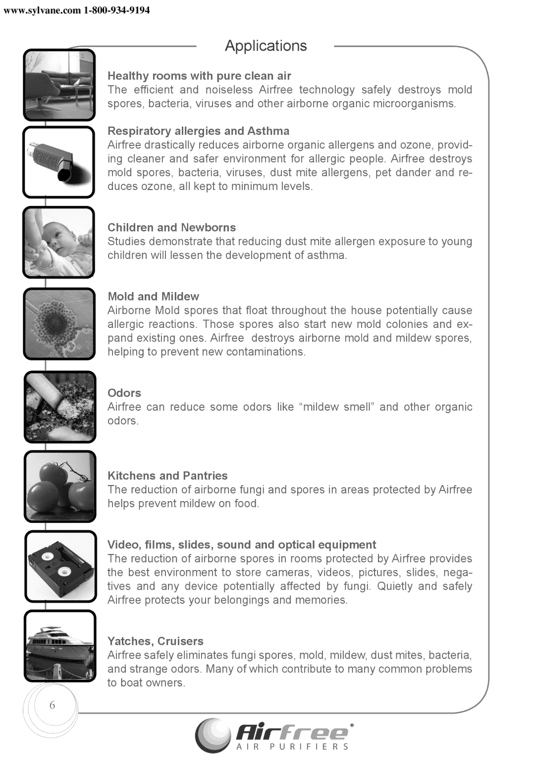 Airfree Onix 3000 instruction manual Applications 