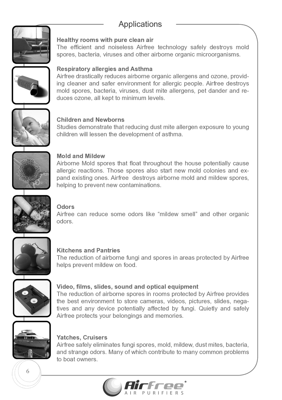 Airfree p1000 instruction manual Applications 