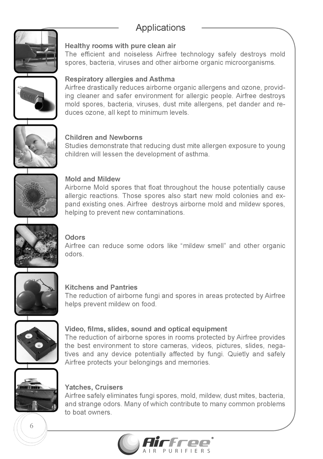 Airfree p1000 instruction manual Applications 