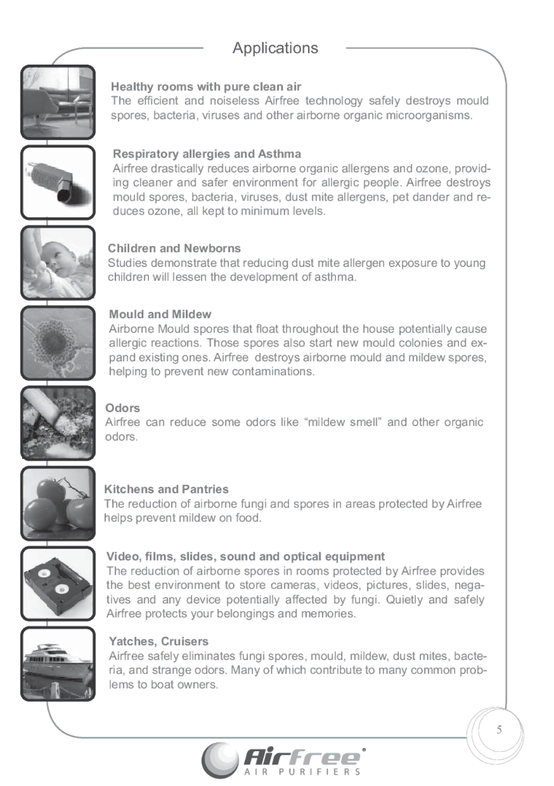 Airfree P125, P60 instruction manual Applications 