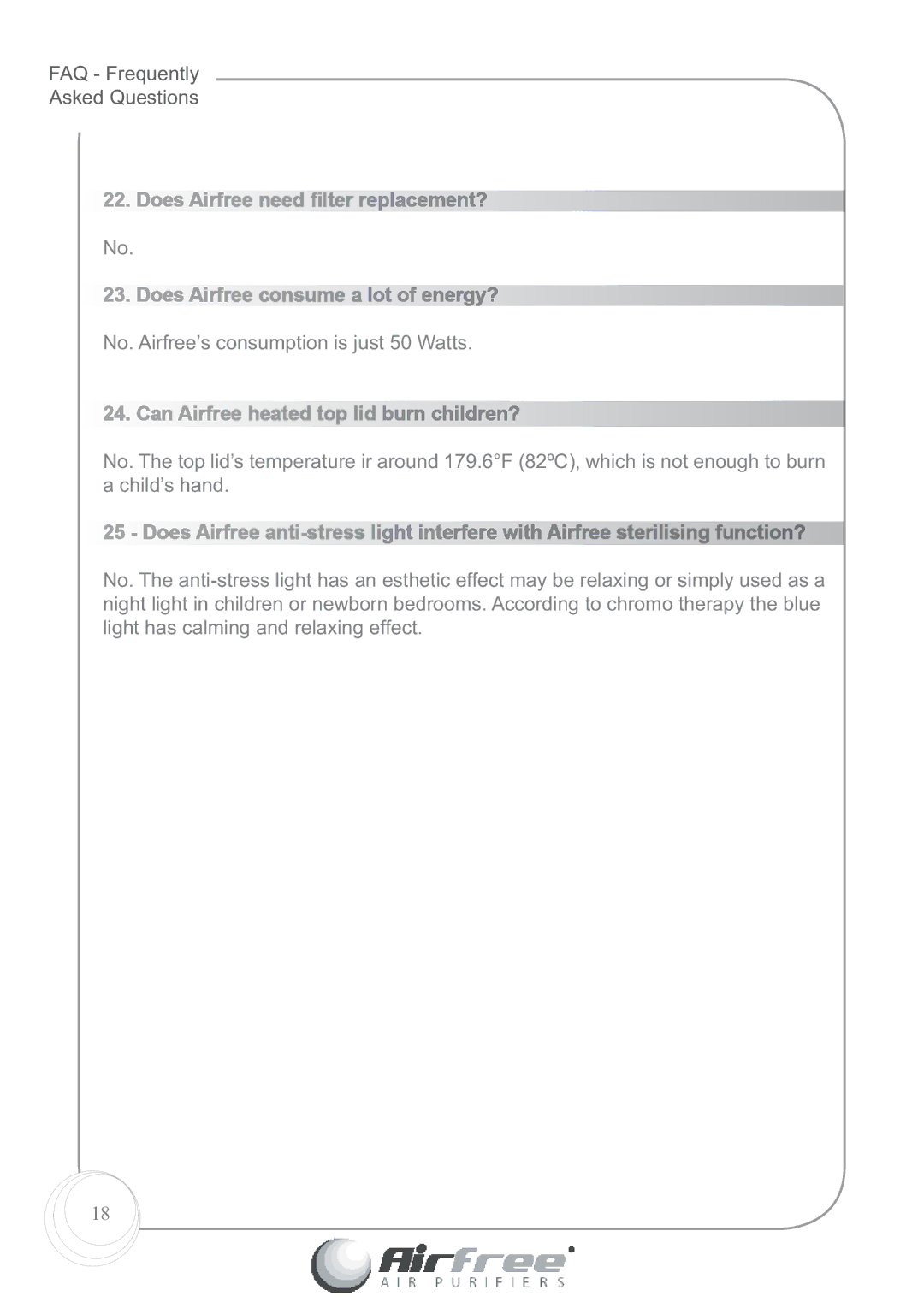 Airfree Platinum 125 instruction manual Can Airfree heated top lid burn children? 