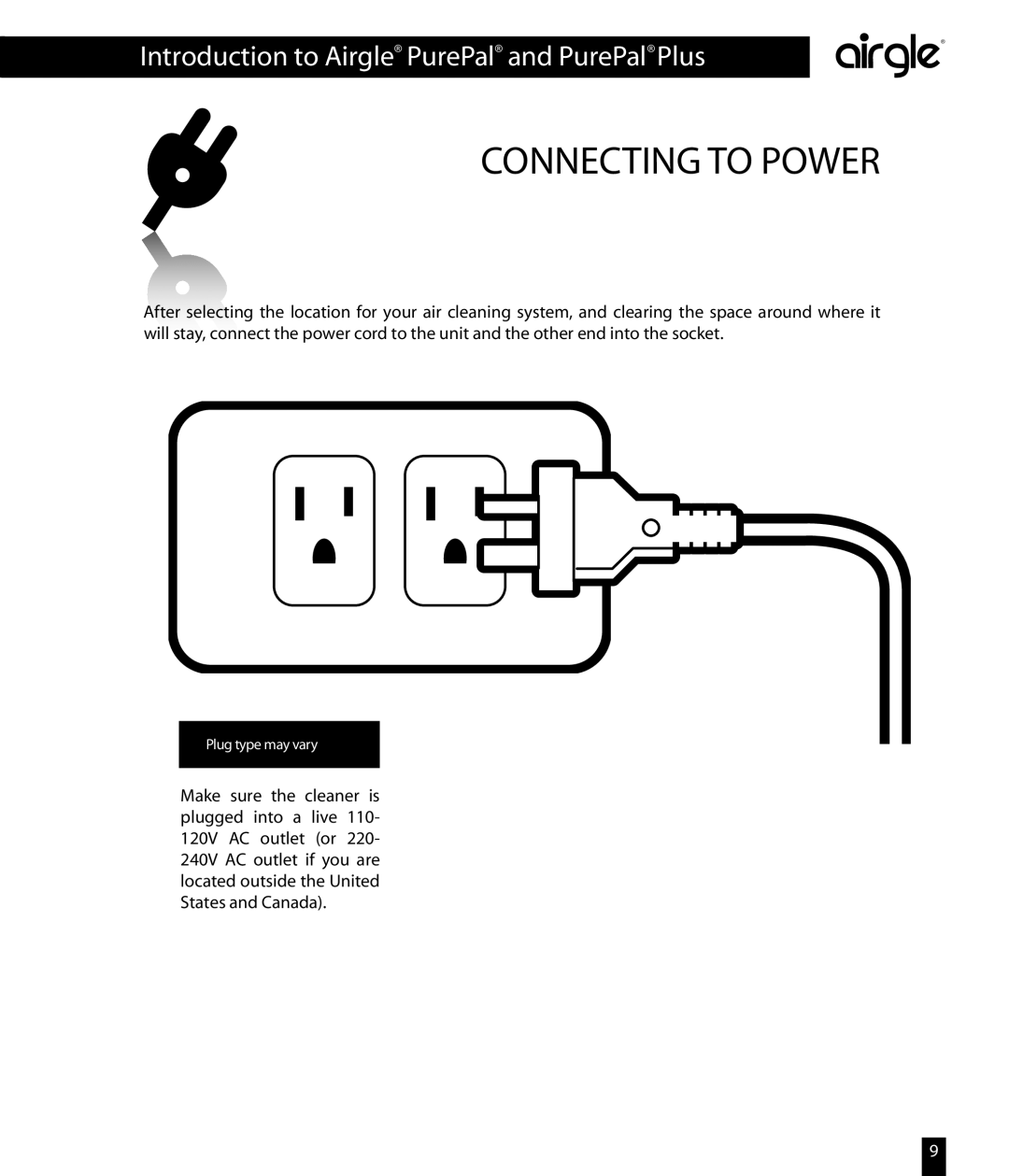 Airgle AG800, AG850 owner manual Connecting to Power 