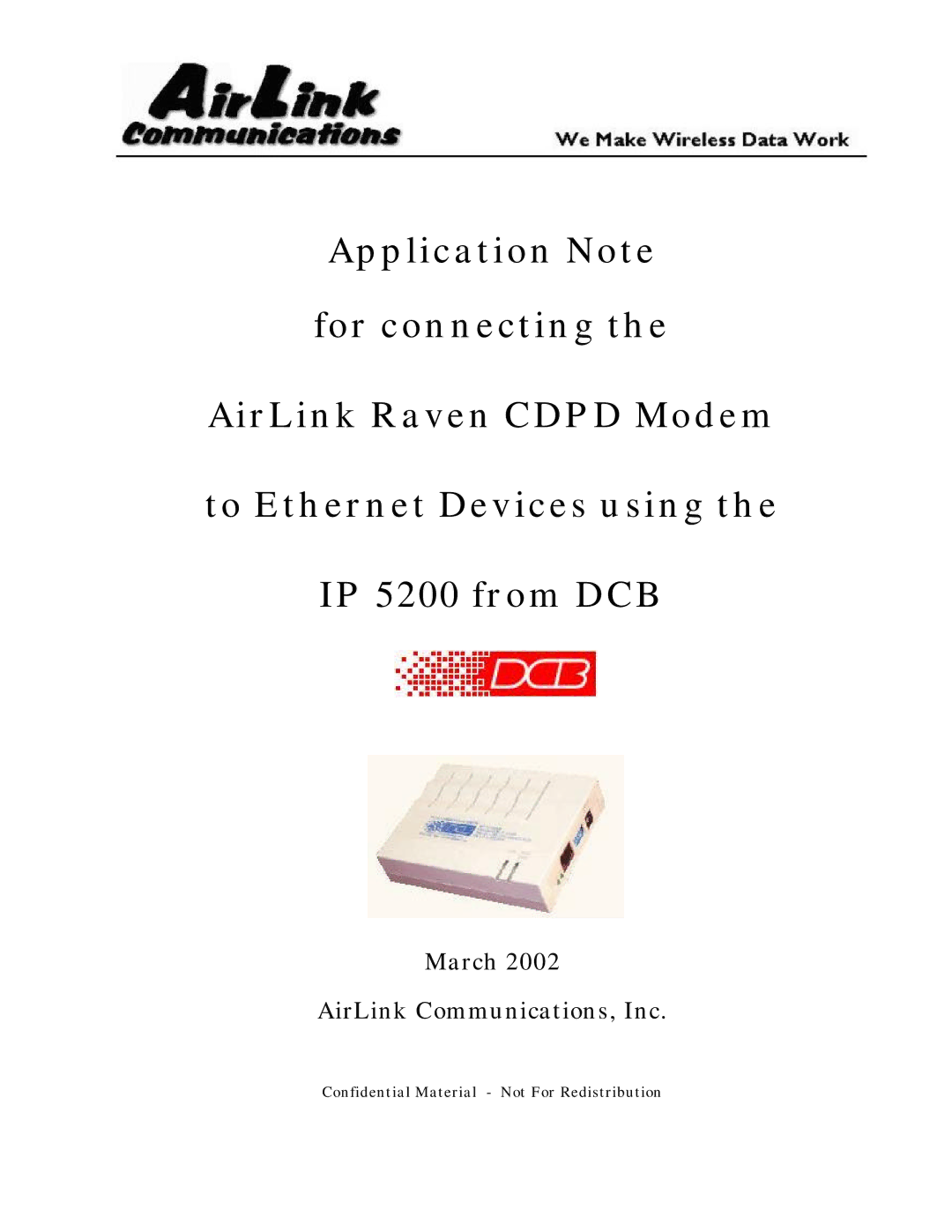 Airlink 5200 manual March AirLink Communications, Inc 