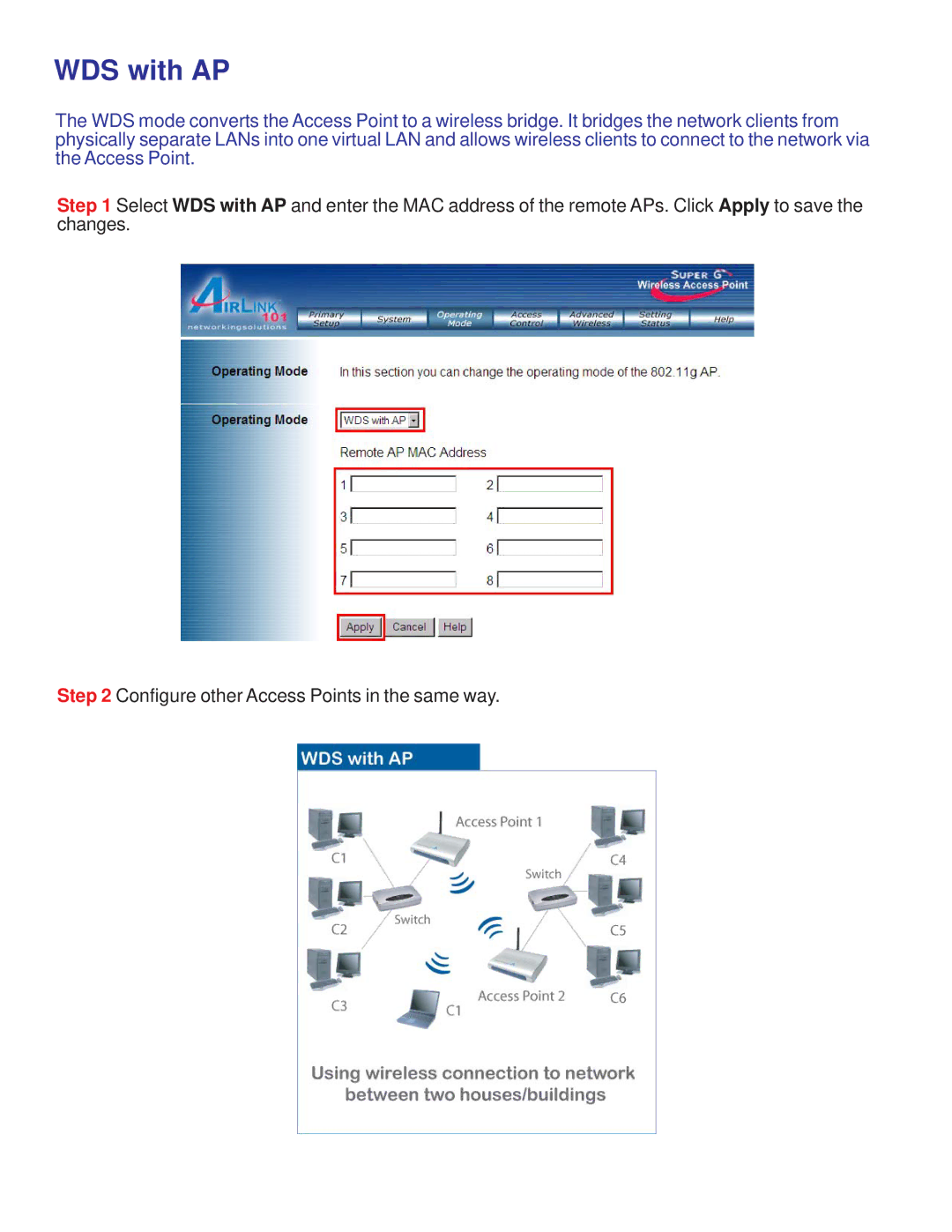 Airlink AP431W manual WDS with AP 