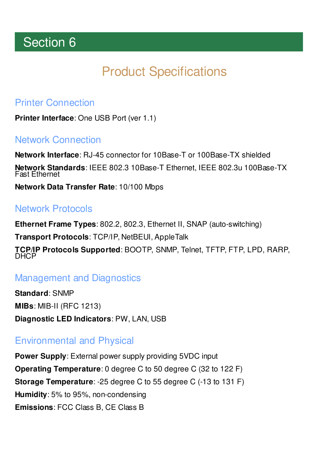 Airlink APSUSB1 manual Product Specifications 