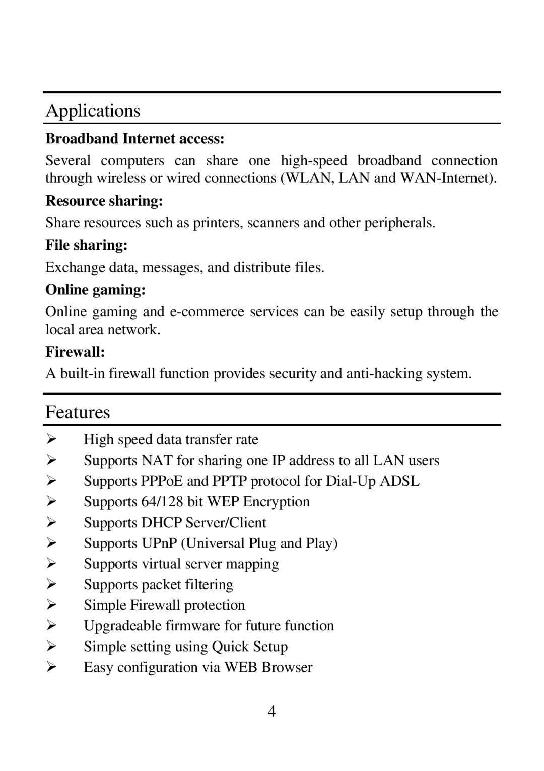 Airlink ARW027 user manual Applications, Features 