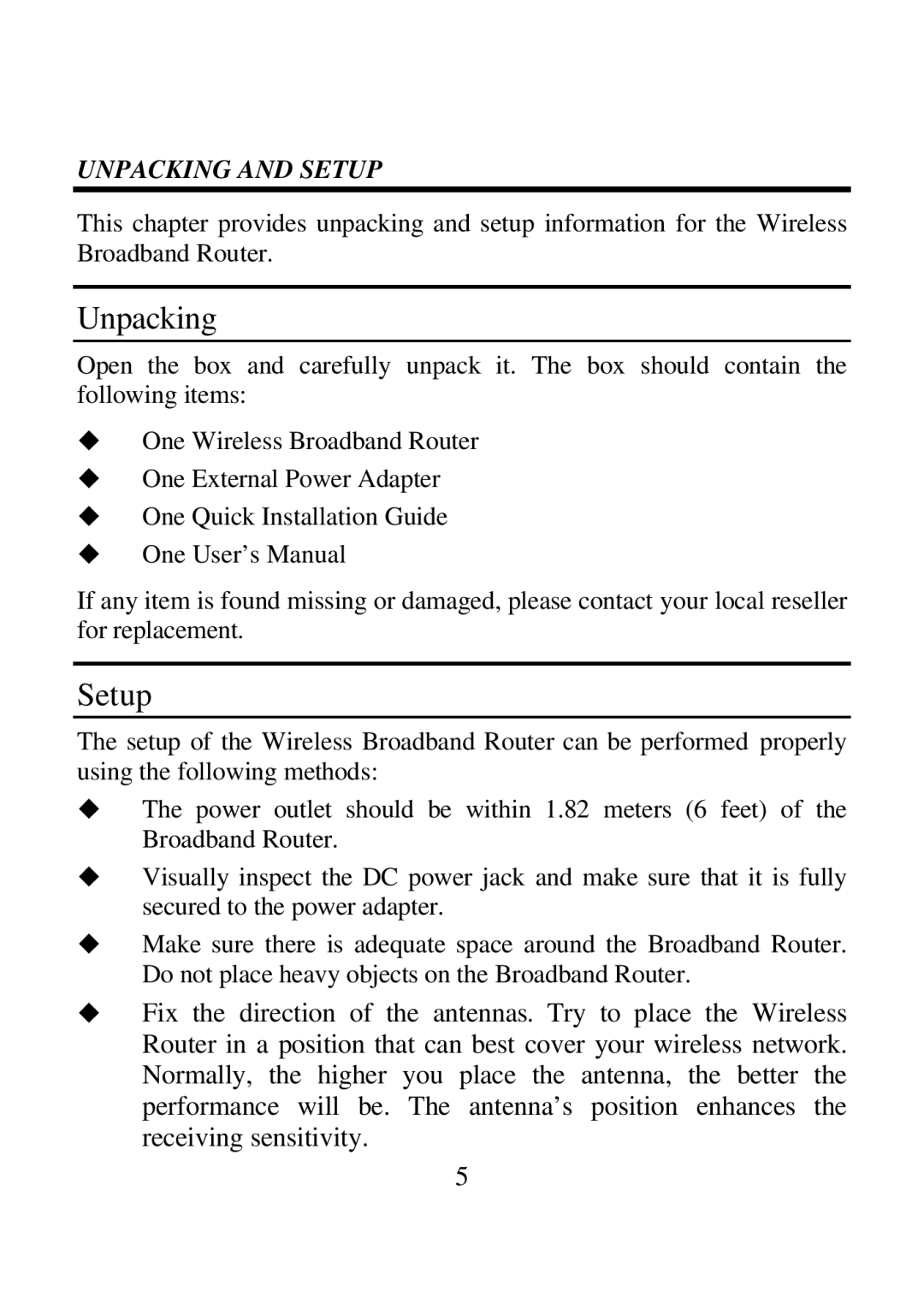 Airlink ARW027 user manual Unpacking and Setup 