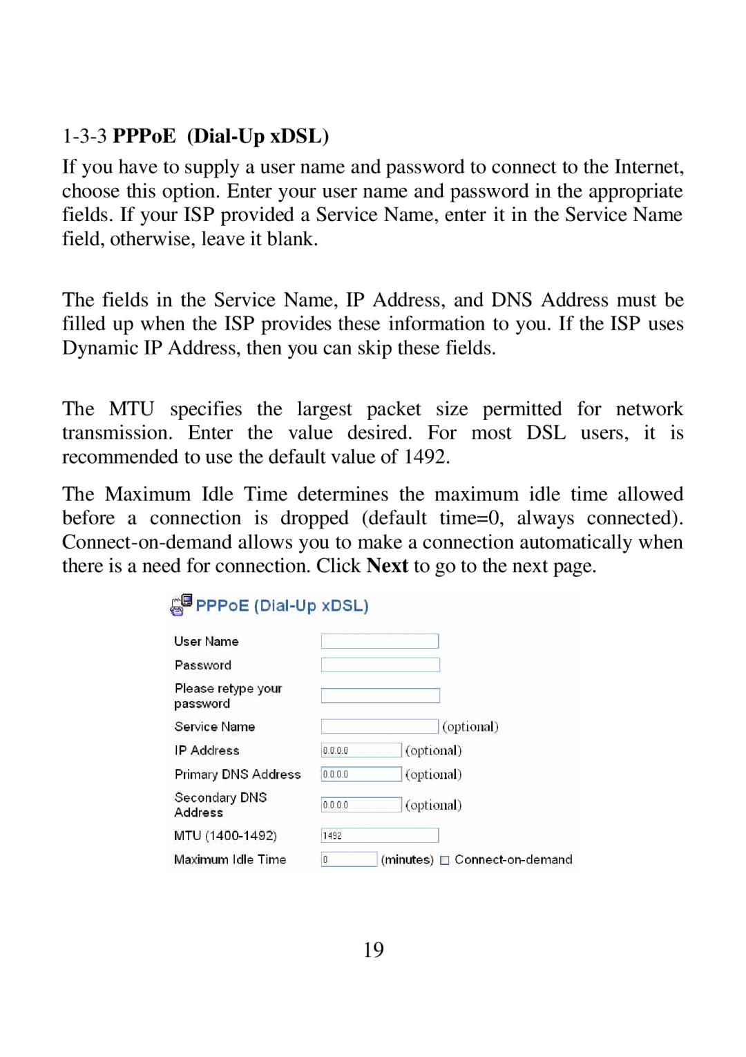 Airlink ARW027 user manual 3PPPoE Dial-Up xDSL 