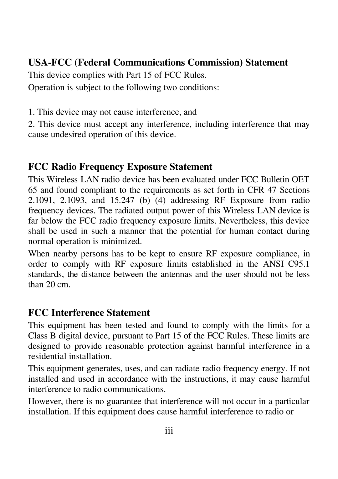 Airlink ARW027 user manual USA-FCC Federal Communications Commission Statement, FCC Radio Frequency Exposure Statement 