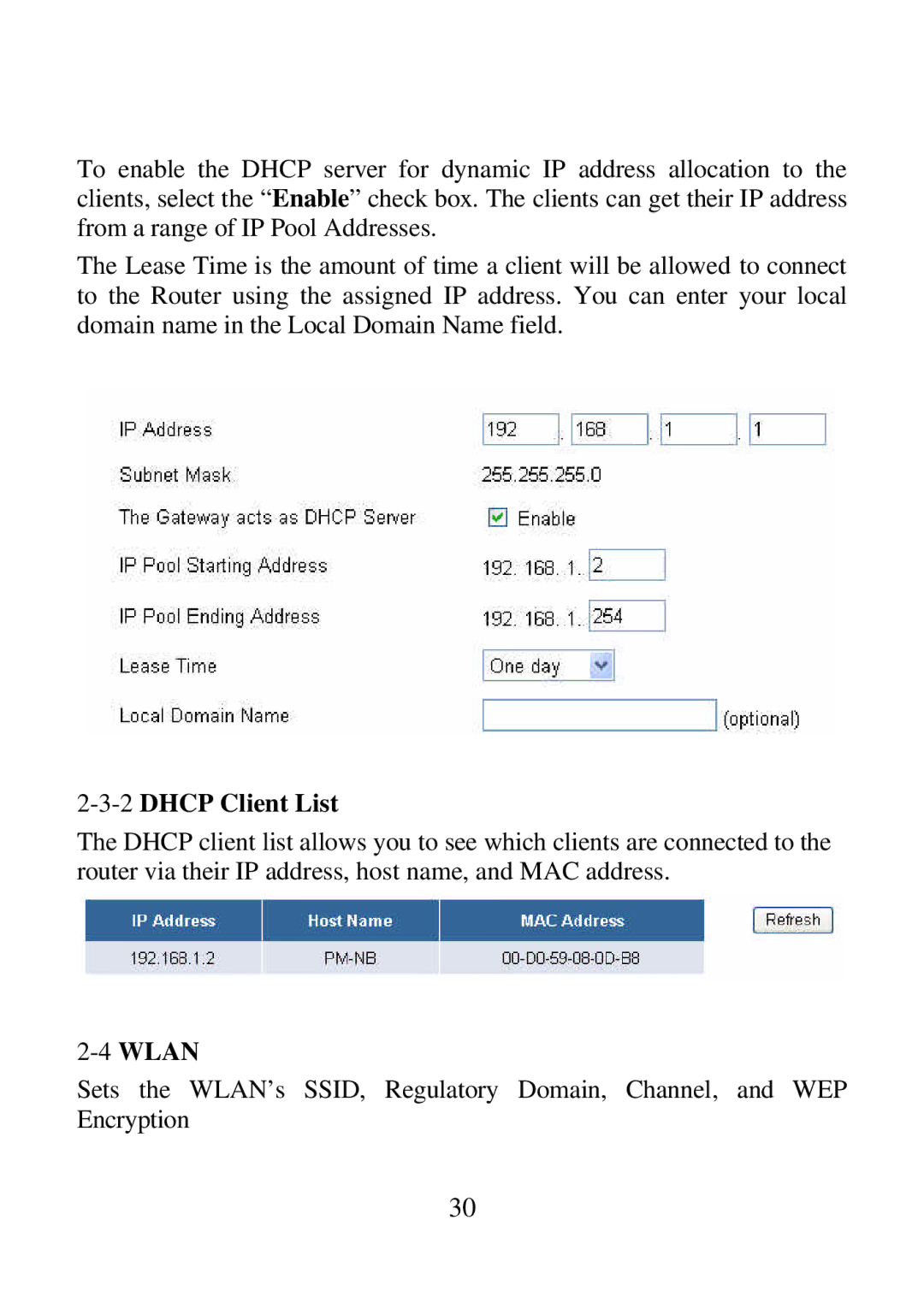 Airlink ARW027 user manual 2DHCP Client List 