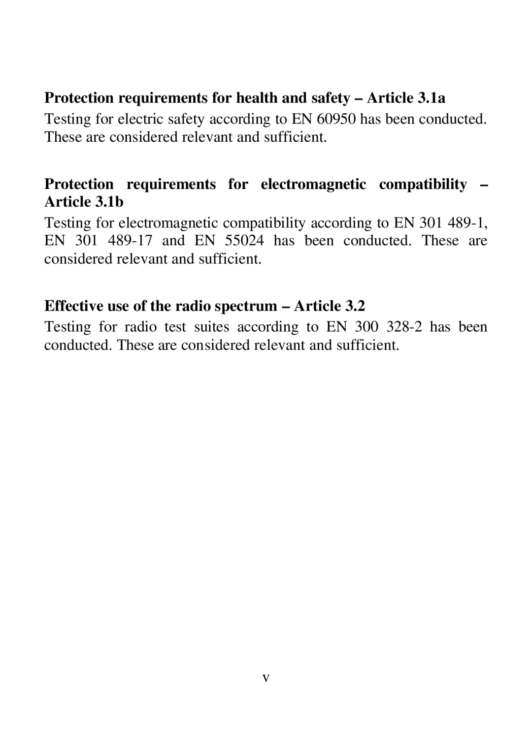 Airlink ARW027 Protection requirements for health and safety Article 3.1a, Effective use of the radio spectrum Article 