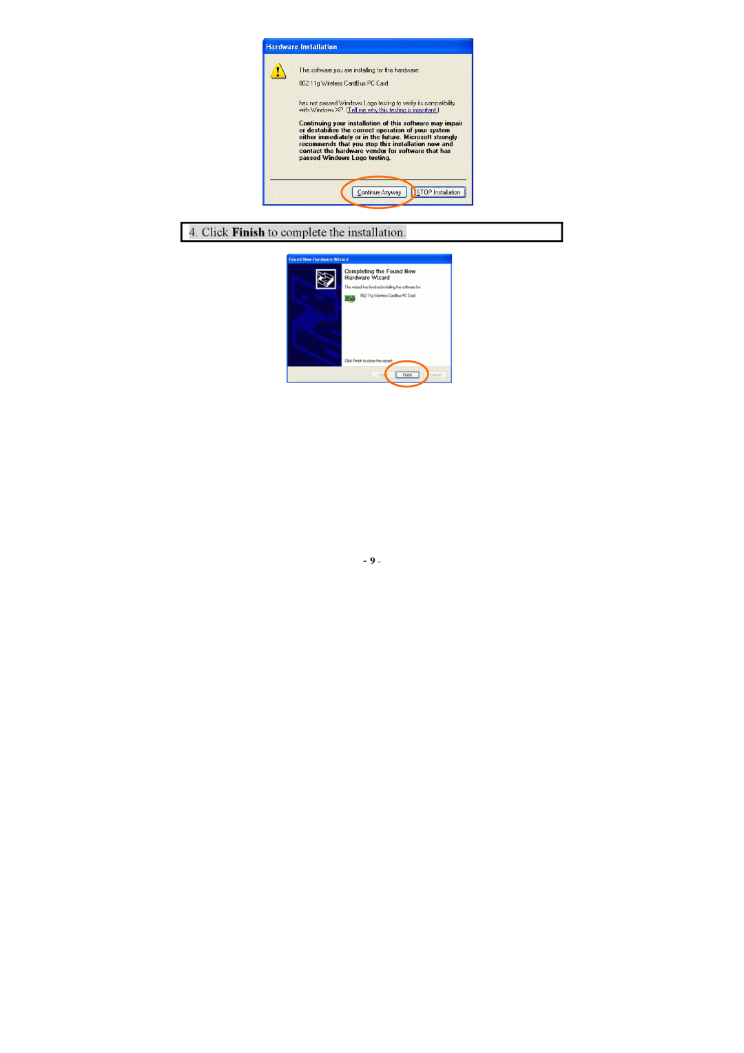 Airlink AWLC3025 user manual Click Finish to complete the installation 