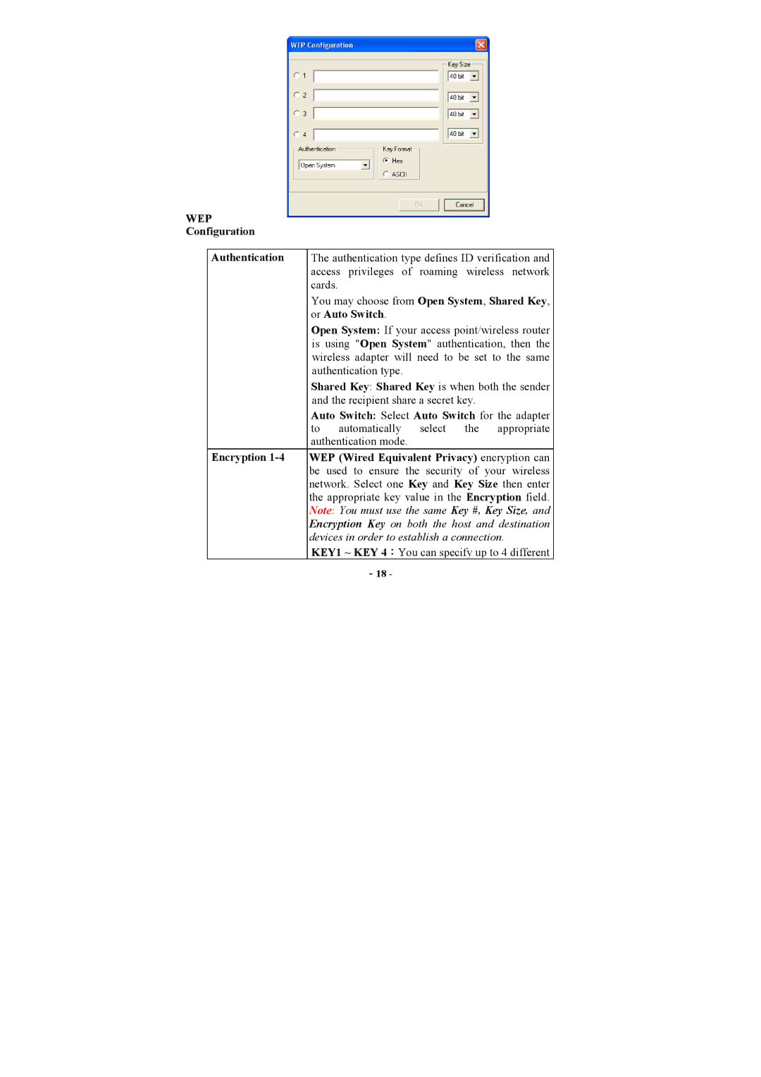 Airlink AWLC3025 user manual Configuration Authentication, Or Auto Switch, Auto Switch Select Auto Switch for the adapter 