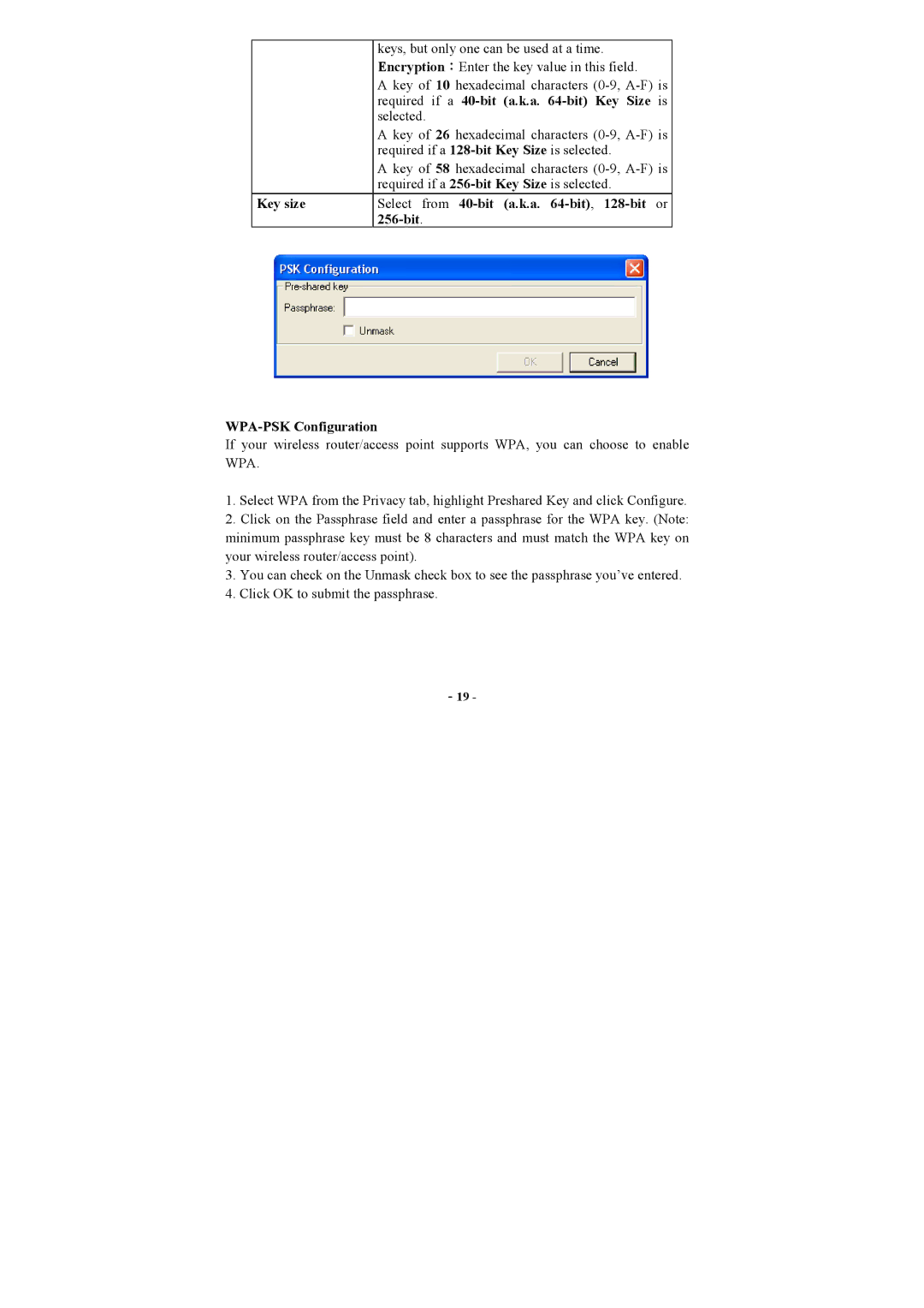 Airlink AWLC3025 user manual Required if a 40-bit a.k.a -bit Key Size is 