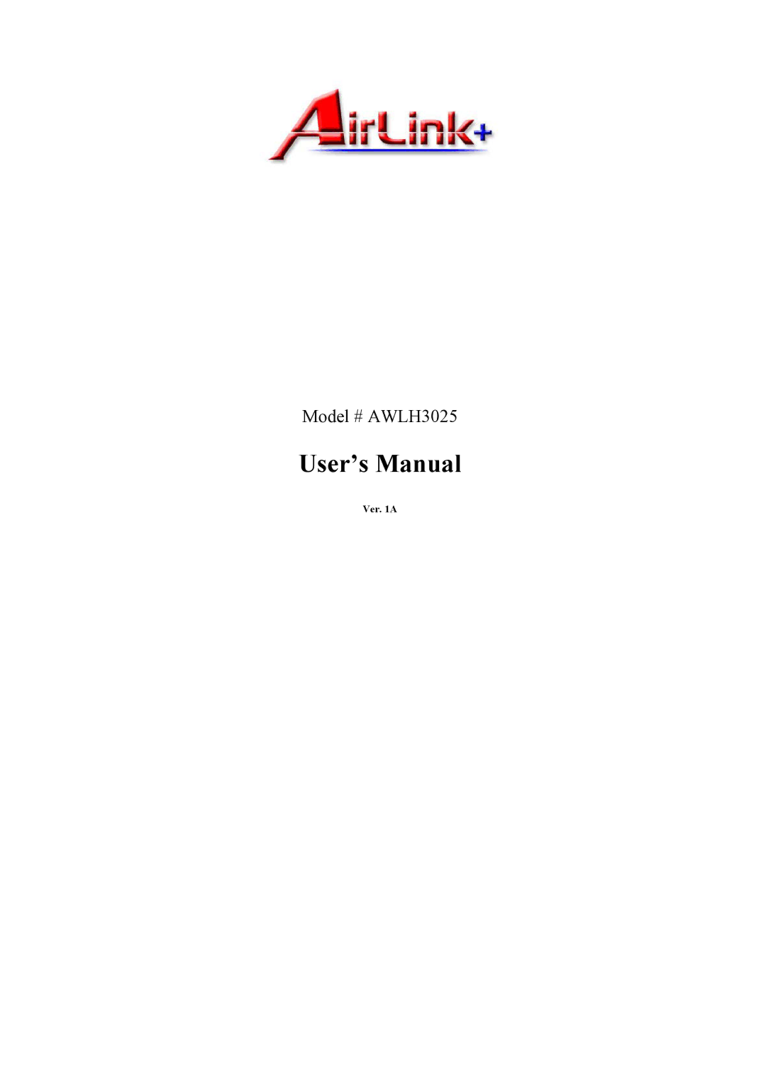 Airlink AWLH3025 user manual User’s Manual 