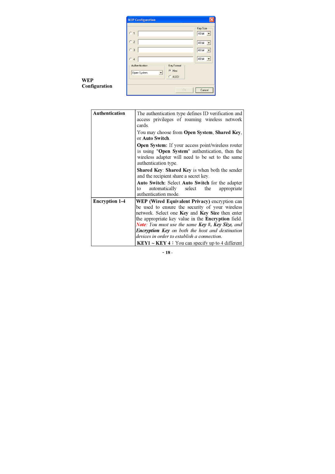 Airlink AWLH3025 user manual Configuration Authentication, Or Auto Switch, Auto Switch Select Auto Switch for the adapter 