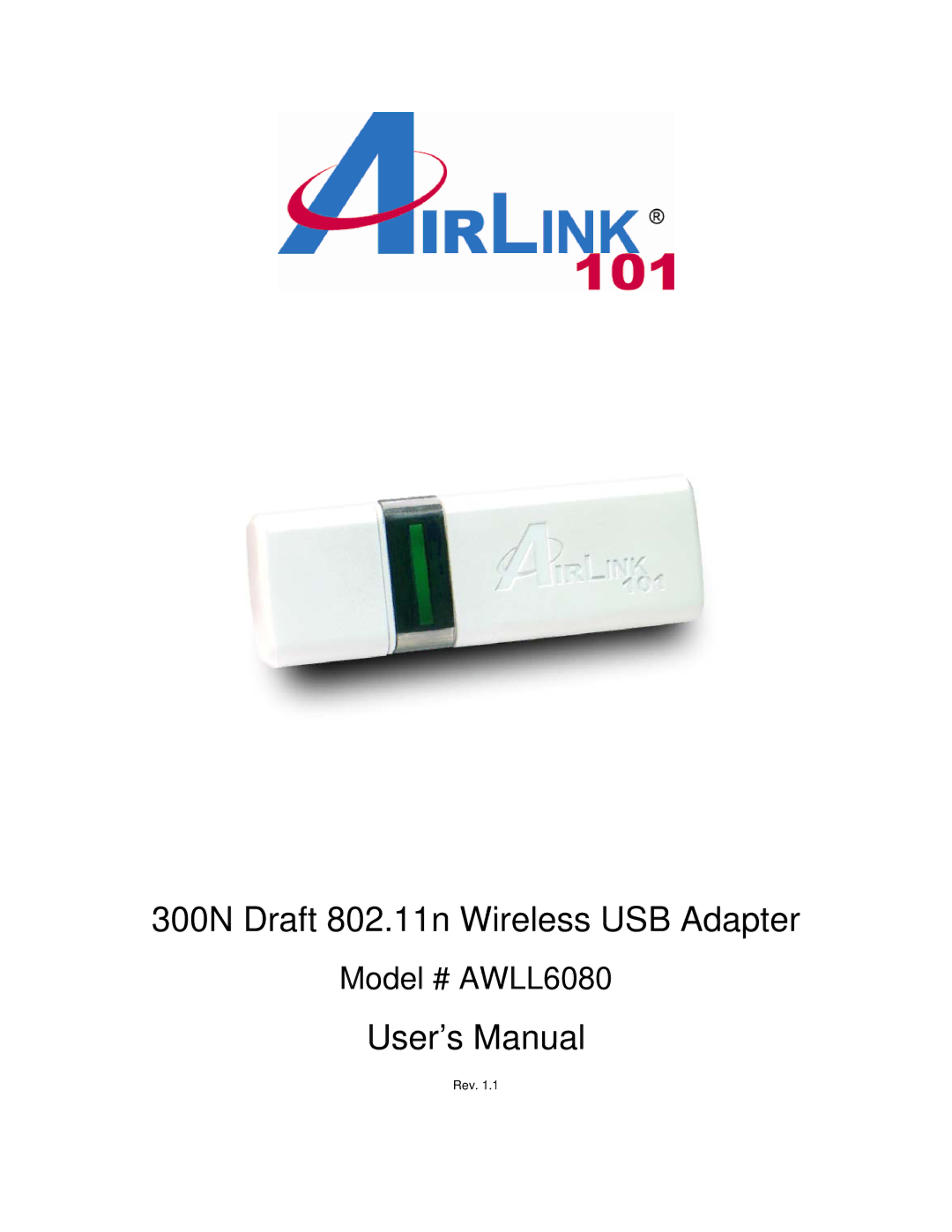 Airlink AWLL6080 user manual 300N Draft 802.11n Wireless USB Adapter 