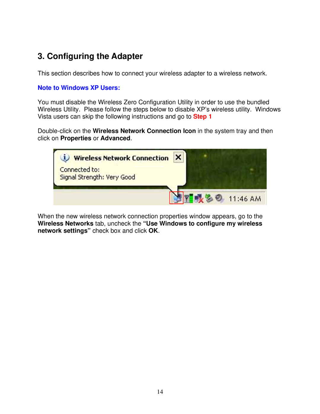 Airlink AWLL6080 user manual Configuring the Adapter 