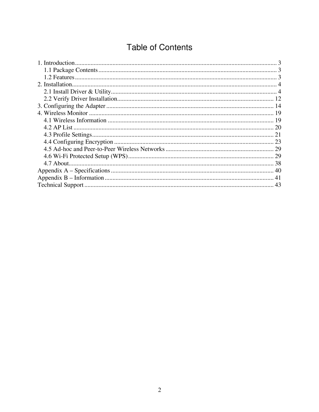 Airlink AWLL6080 user manual Table of Contents 