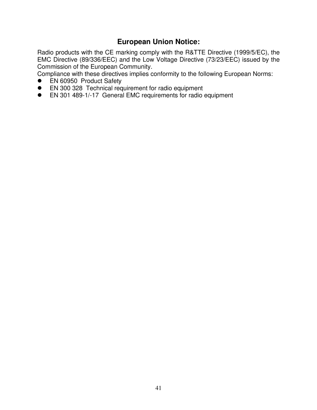 Airlink AWLL6080 user manual European Union Notice 