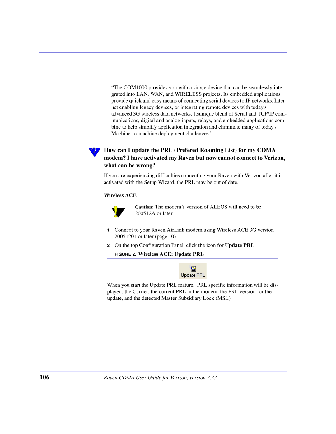 Airlink CDMA/1x manual Wireless ACE Update PRL 