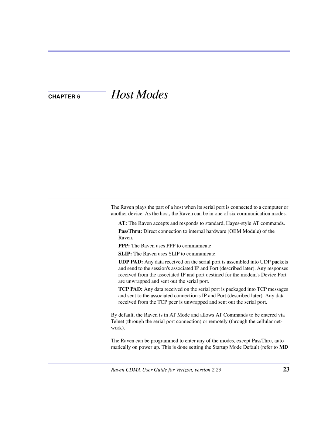 Airlink CDMA/1x manual Host Modes 