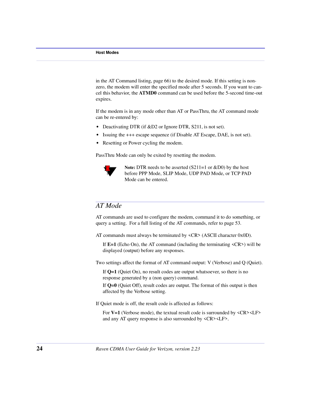 Airlink CDMA/1x manual AT Mode 