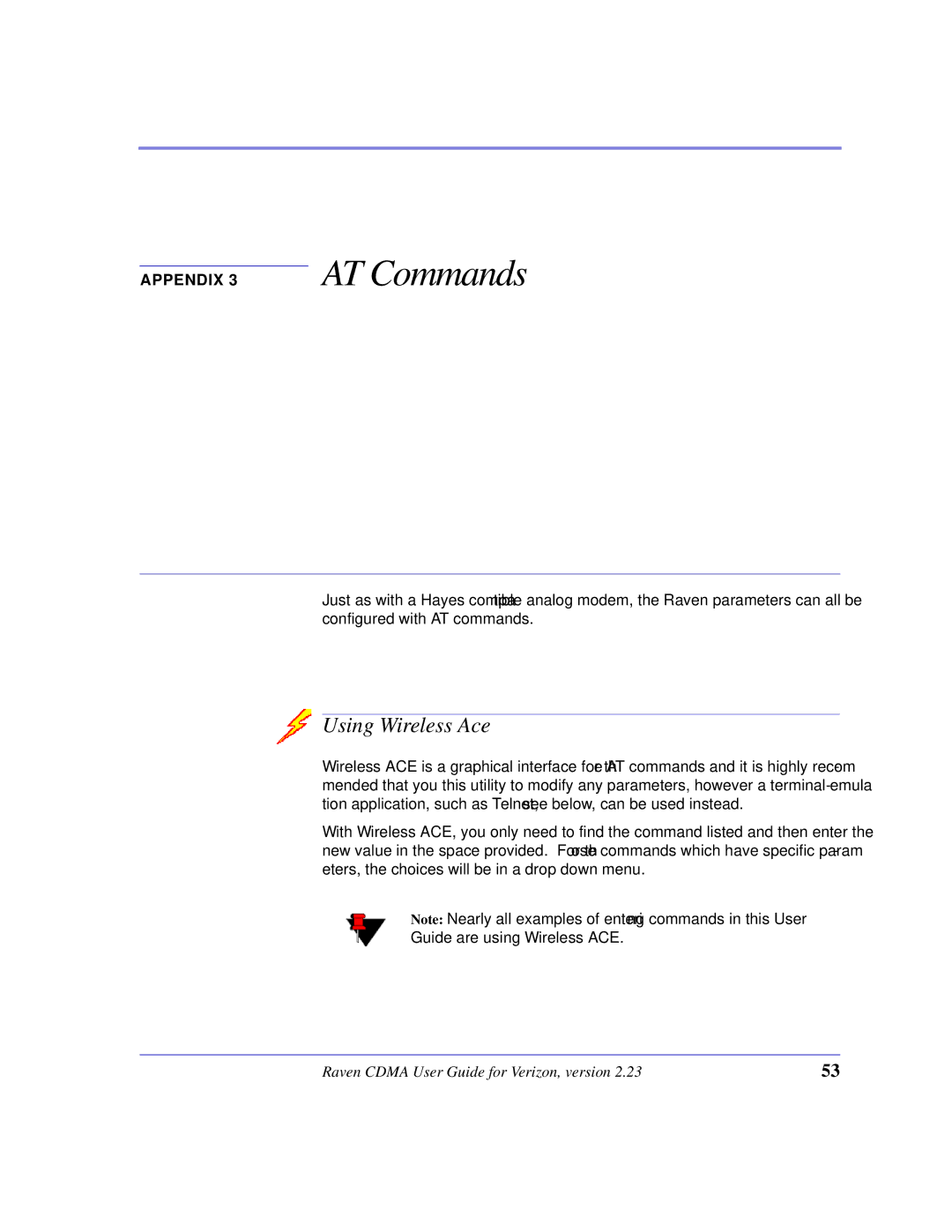 Airlink CDMA/1x manual AT Commands, Using Wireless Ace 