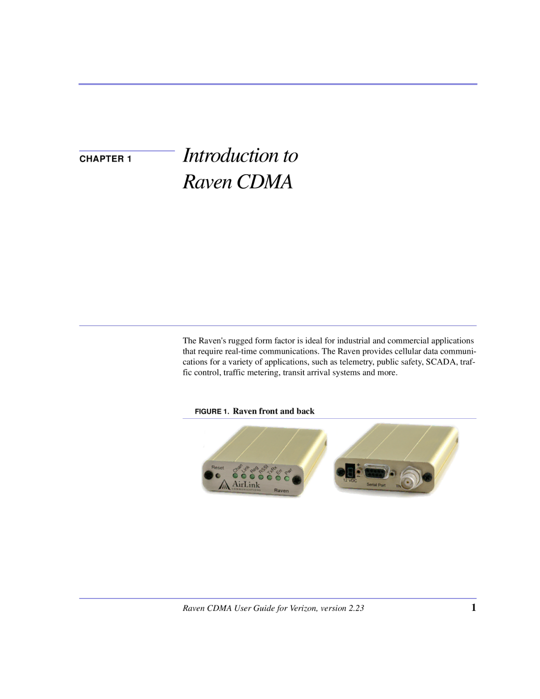 Airlink CDMA/1x manual Introduction to Raven Cdma 