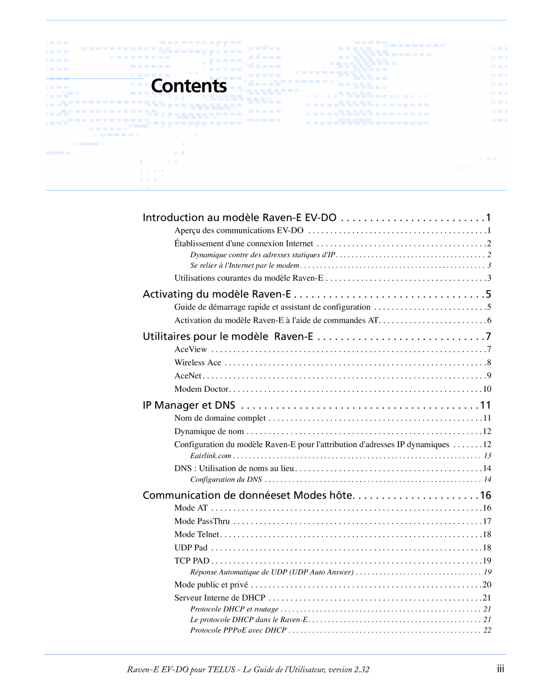 Airlink EV-DO manual Contents 