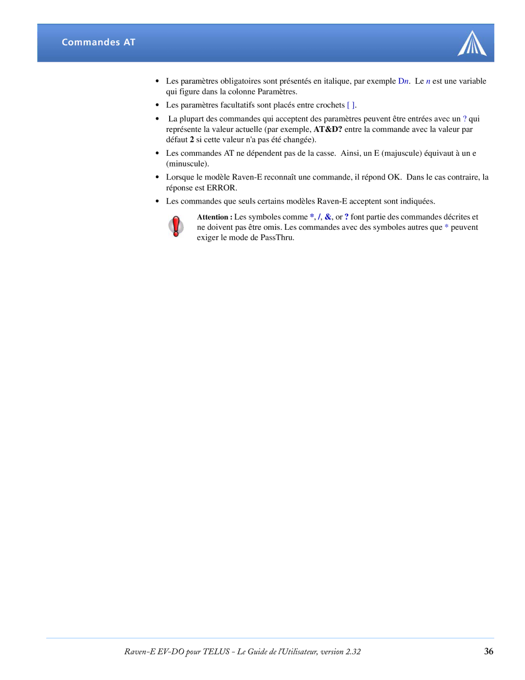 Airlink EV-DO manual Commandes AT 