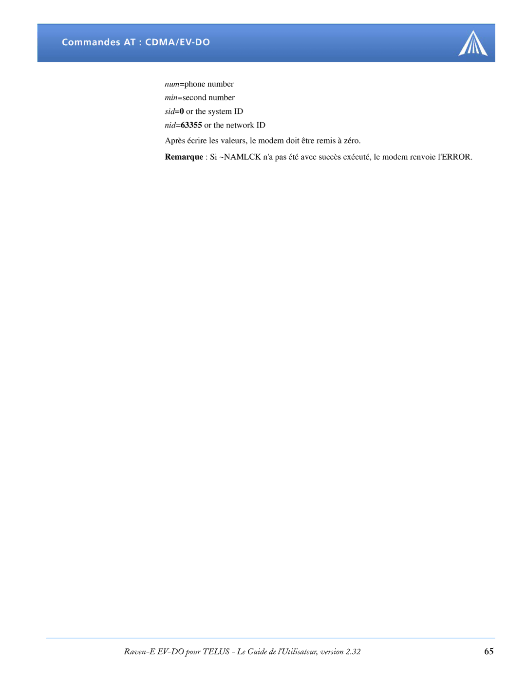 Airlink manual Commandes AT CDMA/EV-DO 