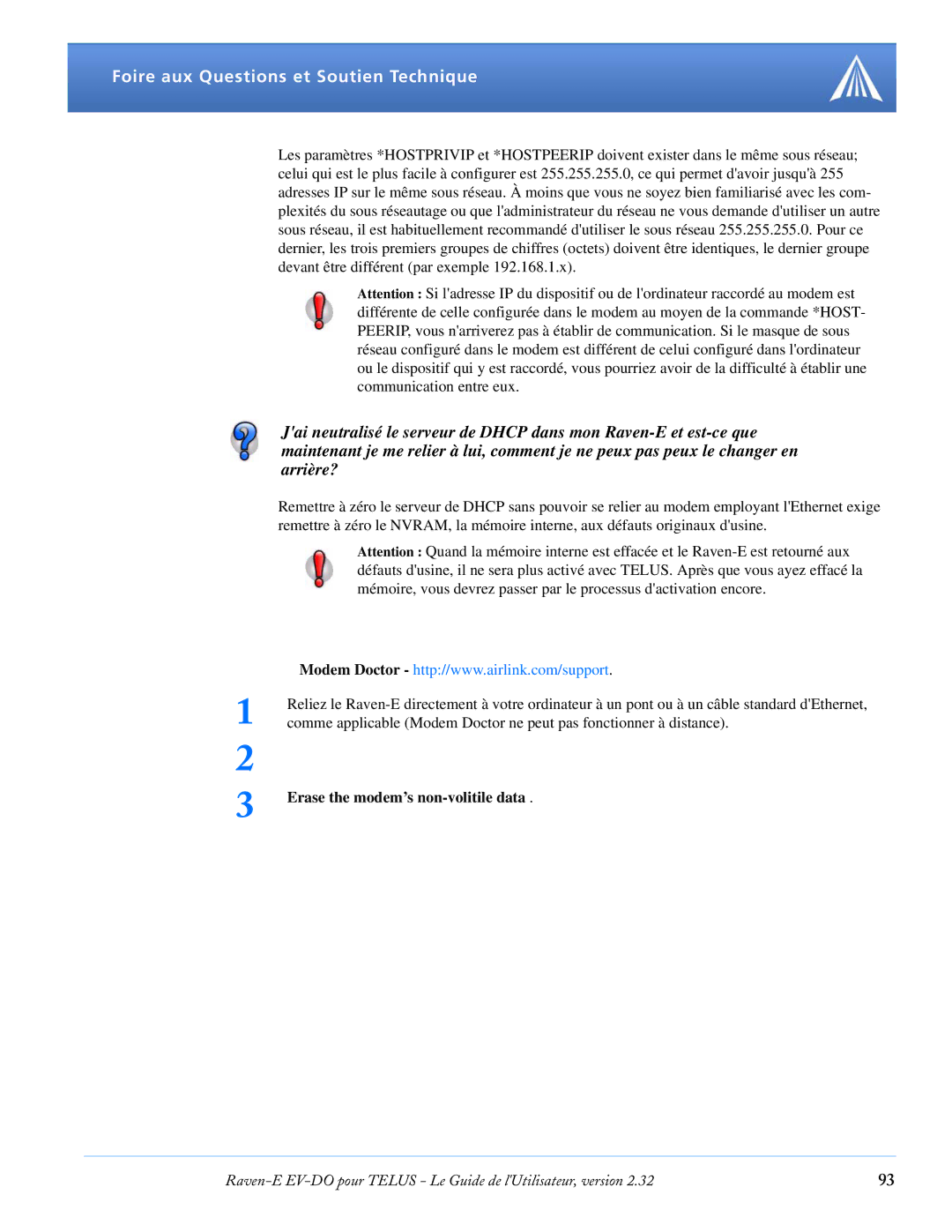 Airlink EV-DO manual Erase the modem’s non-volitile data 