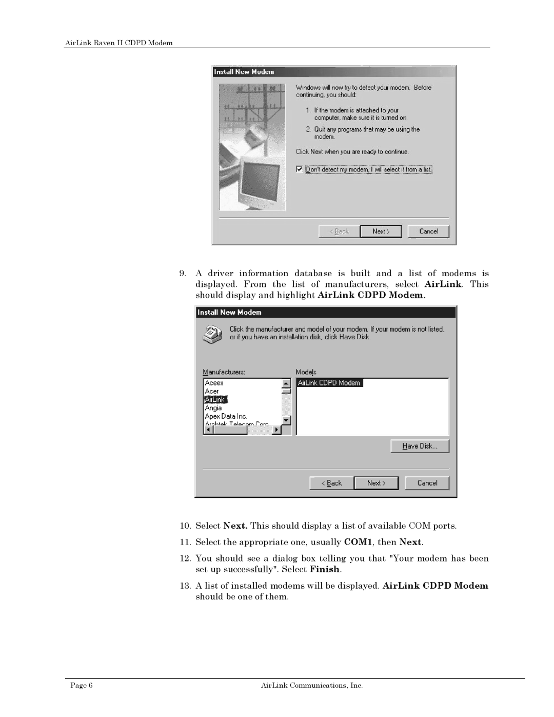 Airlink user manual AirLink Raven II Cdpd Modem 