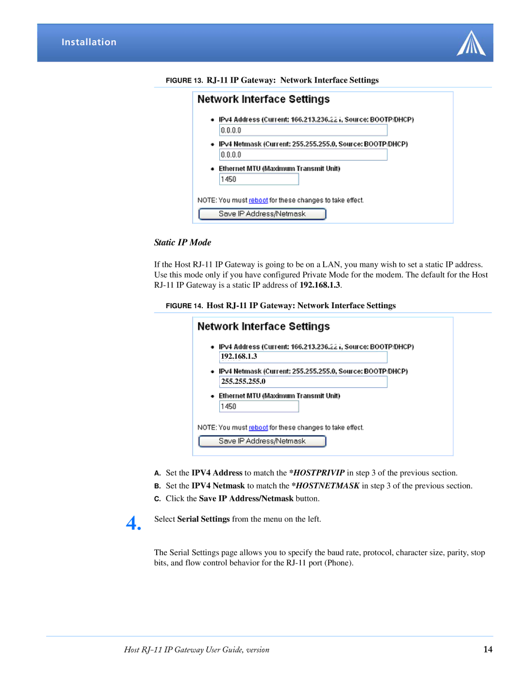 Airlink RJ-11 manual Static IP Mode 