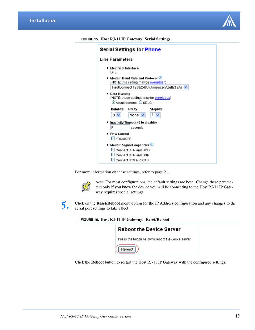 Airlink manual Host RJ-11 IP Gateway Serial Settings 